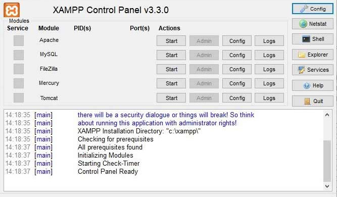 activar servicios web xampp