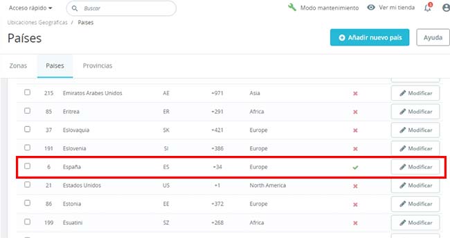 configurar impuestos en PrestaShop 
 - configurar países prestashop