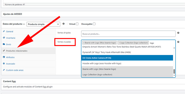 ventas cruzadas woocommerce