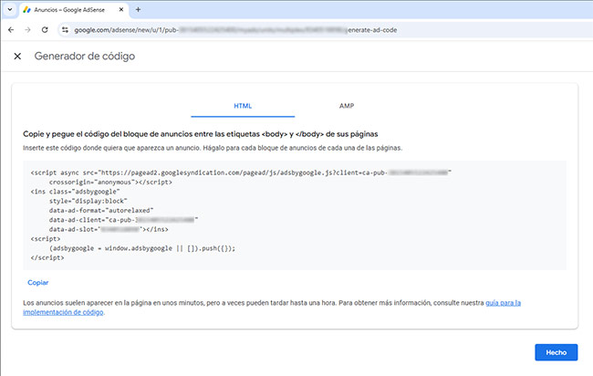 copiar codigo adsense
