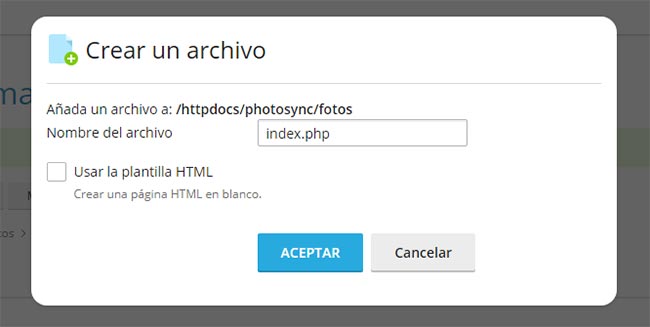 crear archivo index php 