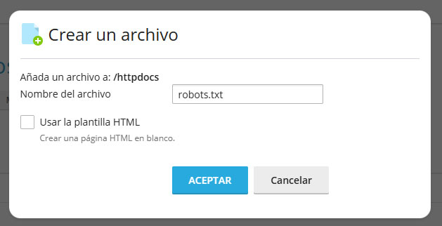  crear archivo robots txt 