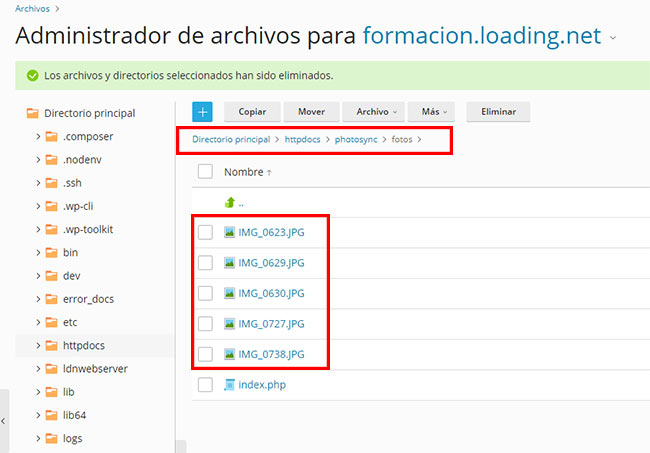 imagenes subidas ftp photosync