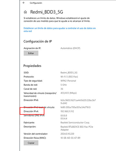 ip privada windows