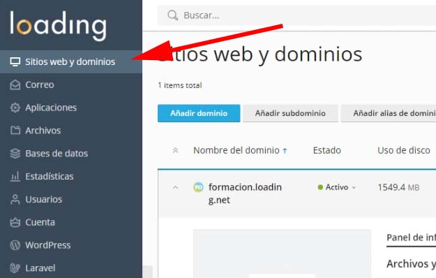 sitio web dominios plesk