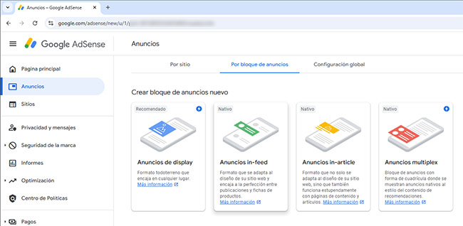 tipos de anuncios adsense 