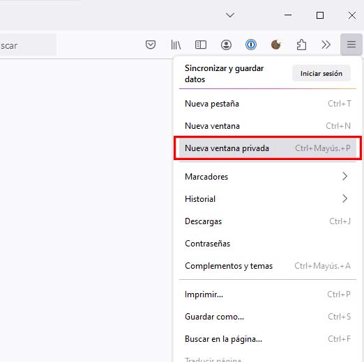 ventana privada firefox 